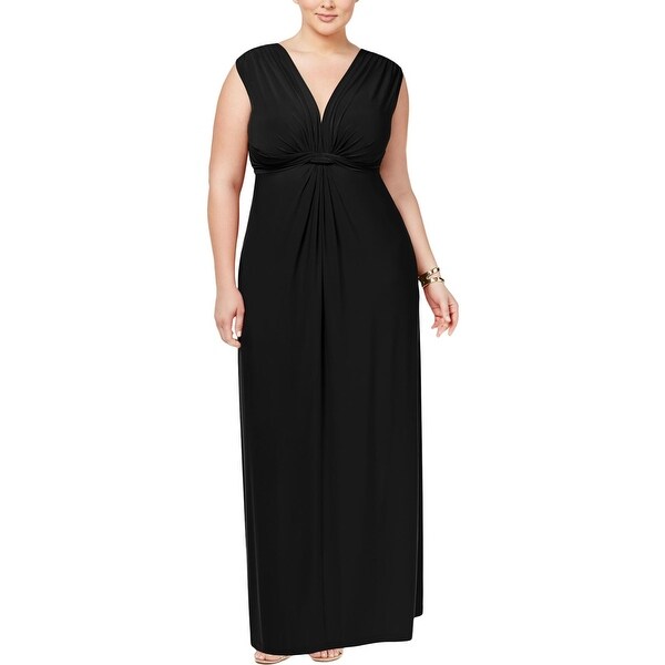 Love Squared Womens Plus Cocktail Dress Matte Jersey Knot-Front