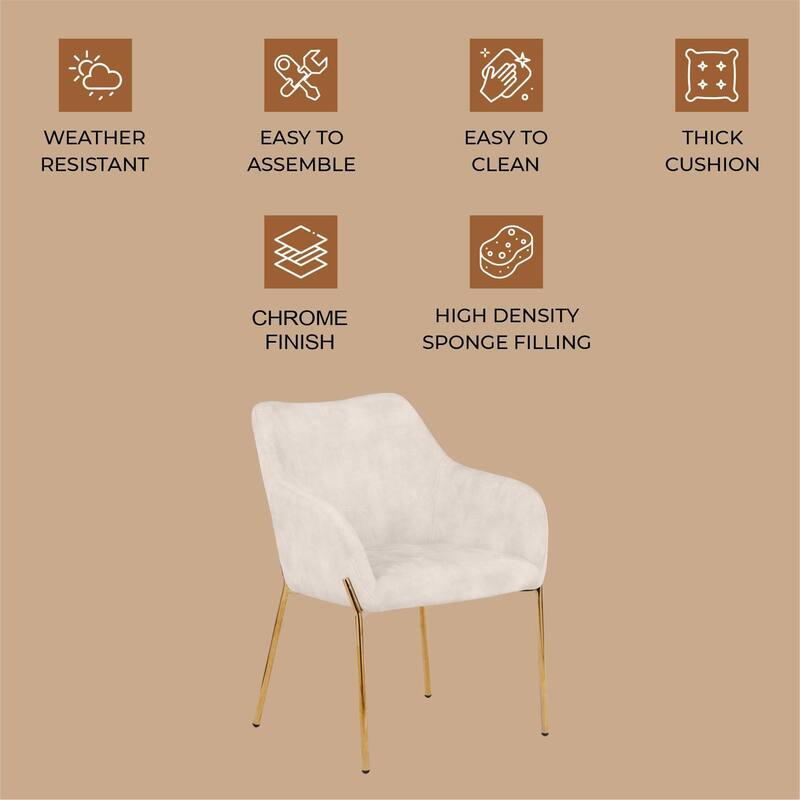Zaire Upholstered Dining Chair in Velvet/Leather/Boucle with Gold Chrome Iron