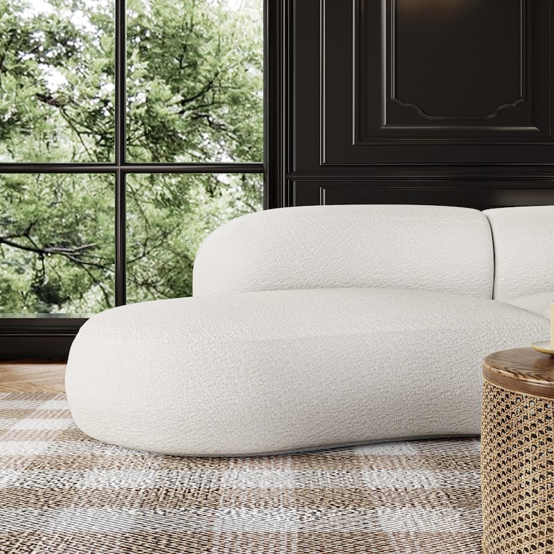 135" Modern Boucle White Armless Sofa Couch for Living Room