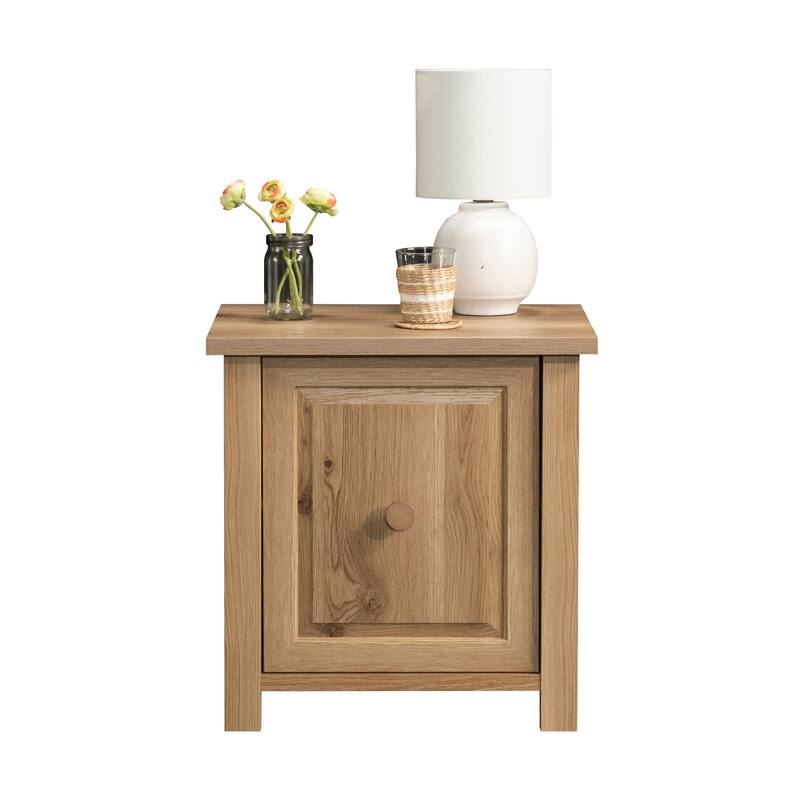 Wood Nightstand with File Drawer, Brown
