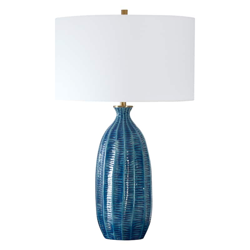 Ceramic Table Lamp with White Round Shade - 28.75" - Blue