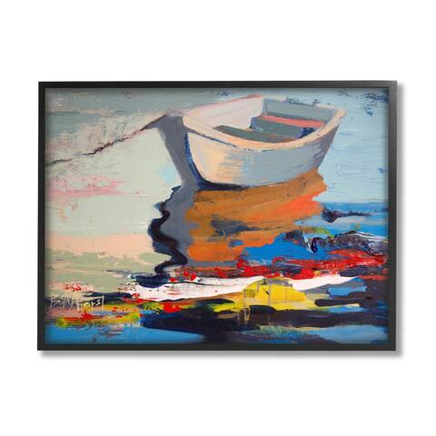 Stupell Industries Simple Rowboat Reflection in Abstract Lake Water Framed Wall Art - Multi-Color