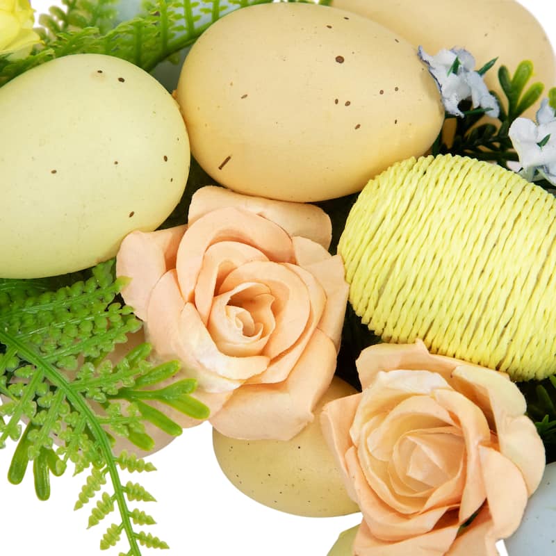 Artificial Floral Easter Egg Spring Wreath - 15"