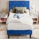 preview thumbnail 27 of 65, VECELO Upholstered Kids Bed Frame with Diamond Tufted Headoard,Twin Size Bed Set of 2