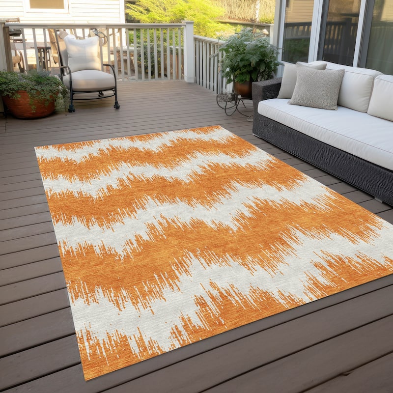 Machine Washable Indoor/ Outdoor Chantille Chevron Modern Rug