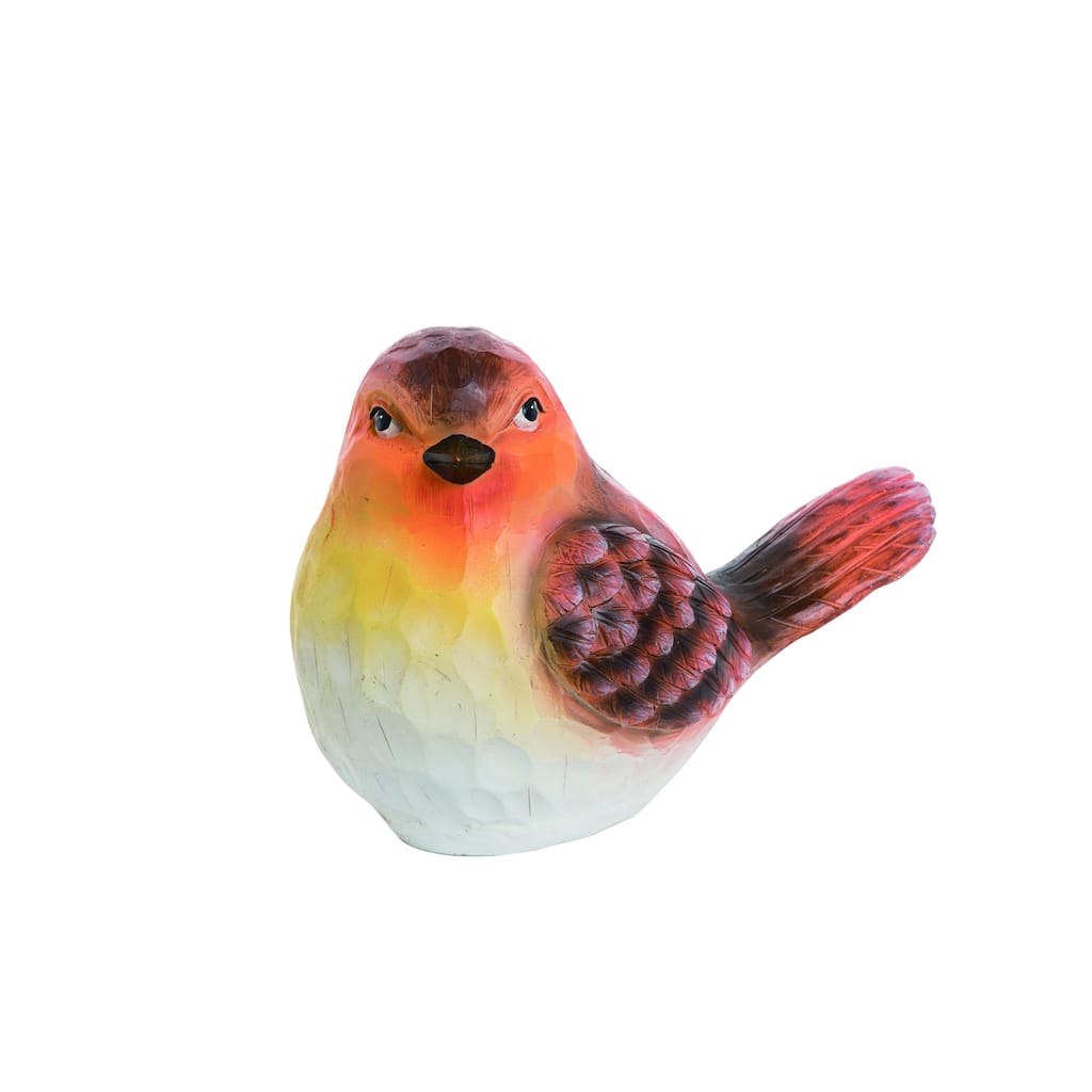 Transpac Resin 13 in. Multicolor Spring Carved Bird Figurine Home Decorations