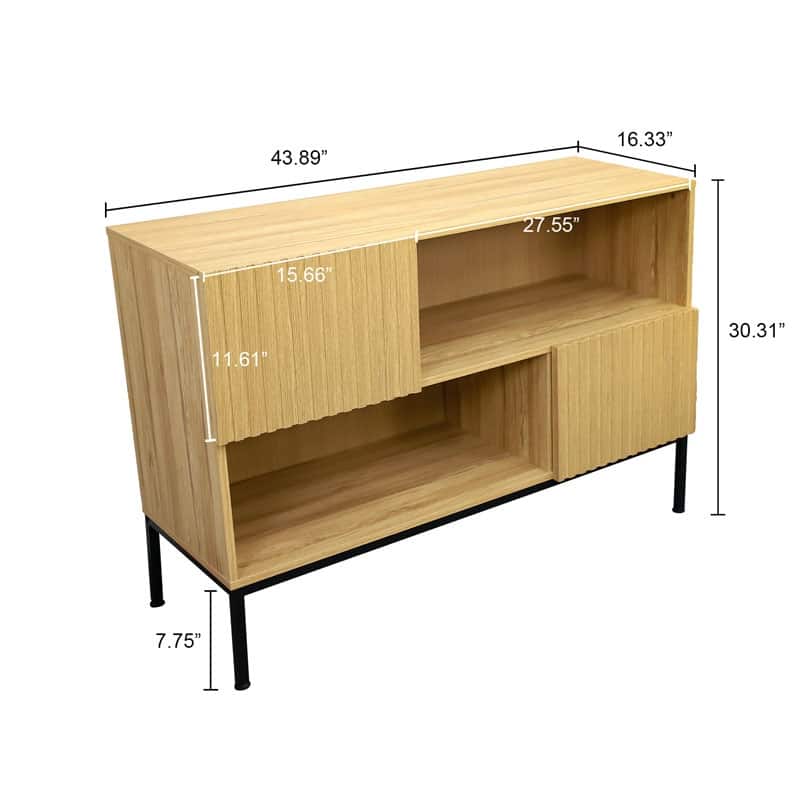 Sideboard Buffet Cabinet, Modern Accent Cabinet with Wavy Grain Door, Console Table with Storage