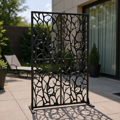 W3.8Ft X H6Ft Metal Privacy Screens, Outdoor and Indoor Divider with Free Standing for Balcony Patio Garden Room Divider