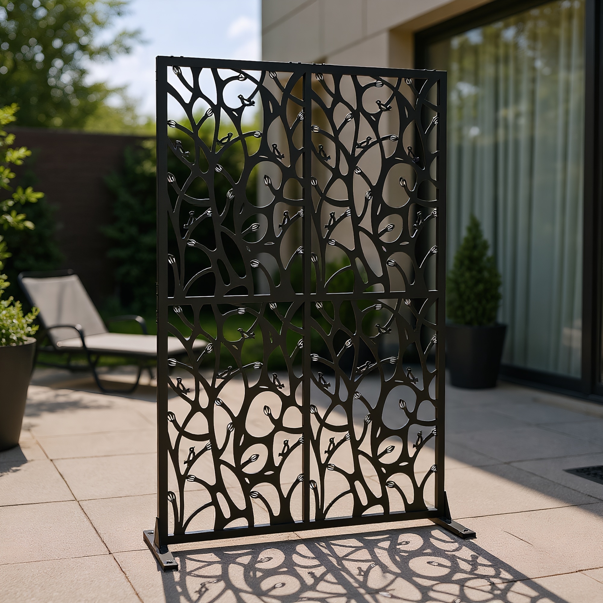 W3.8Ft X H6Ft Metal Privacy Screens, Outdoor and Indoor Divider with Free Standing for Balcony Patio Garden Room Divider