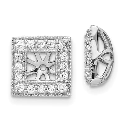 Curata 14k White Gold Diamond Square Jacket Earrings - 10x10mm Wide