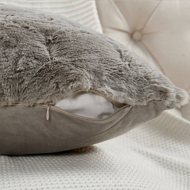 Serenta JacquardRabbit FauxFur Pillow Cover 2 Piece, NO INSERT