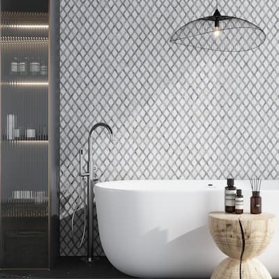 Apollo tile 11" x 11" Elysian Polished Soft White Charcoal Gray Stone Tile (4.2 sq ft/case) - 5 Pack