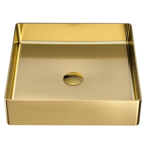 slide 2 of 8, Karran Cinox Stainless Steel Square Vessel Sink Gold