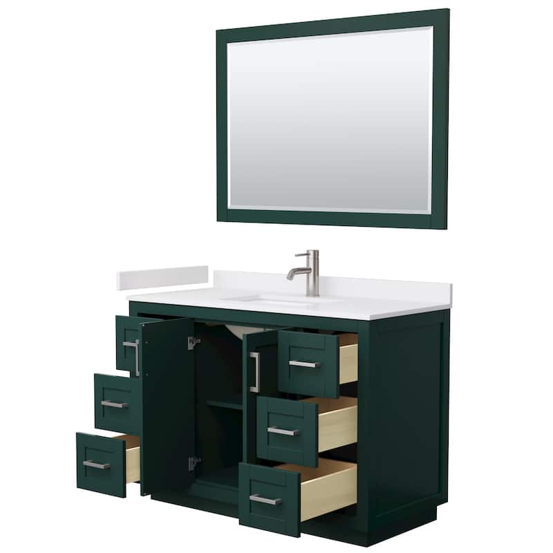 Miranda Single Vanity Set, Cultured Marble Top, 46-Inch Mirror