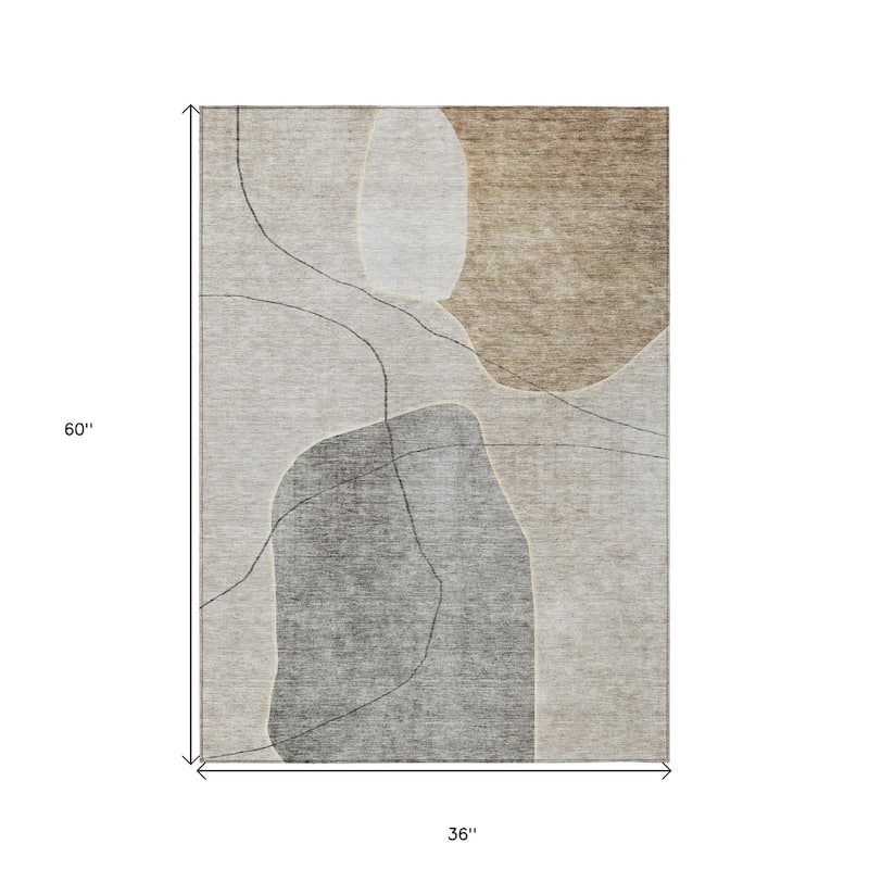 HomeRoots Abstract Transitional Rectangle Outdoor Rug