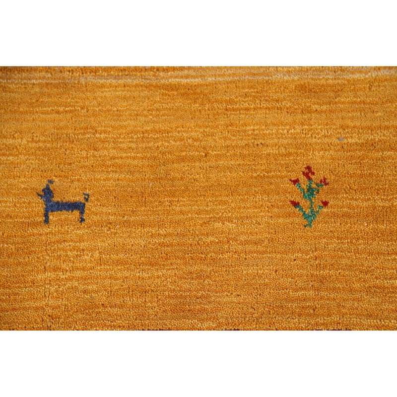Little Animals Striped Gabbeh Oriental Area Rug Handmade Wool Carpet - 8'1"x 9'8"