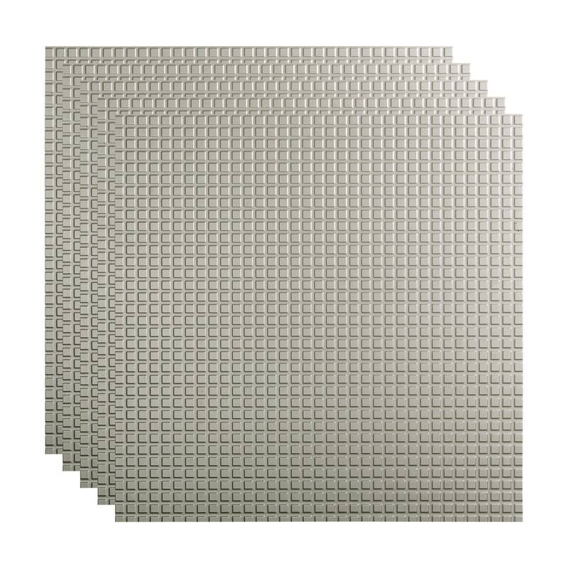 FASÄDE Square Decorative Vinyl 2ft x 2ft Lay in Ceiling Panel in Argent Silver (5 Pack) - 5 Pack - Argent Silver