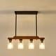 preview thumbnail 47 of 67, Farmhouse Linear Chandelier Rustic Wood Kitchen Island Lighting Dining Room Pendant Light Fixture with Seeded Glass Shade