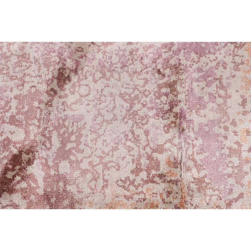 Contemporary Abstract Indian Area Rug Hand-Knotted Wool Carpet - 4'7"x 6'4"