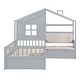 preview thumbnail 13 of 17, Twin Size Platform Bed with Linen Upholstered Sofa, Semi-enclosed House Bed Frame with Drawers and Storage Shelf for Kids