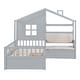 preview thumbnail 13 of 16, Wooden House Bed with Linen Upholstered Sofa, Storage Bed Frame with 2 Drawers, Shelves for Kids, Boys, Girls