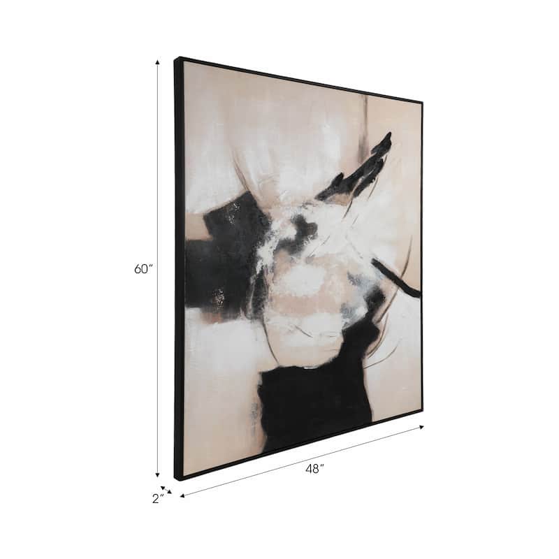 Wood Frame Canvas Wall Art Bold Abstract Texture Design - 60" Black