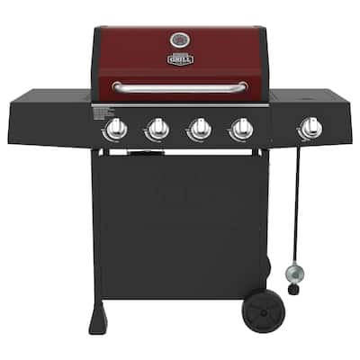 4 Burner with Side Burner Propane Gas Grill in Red