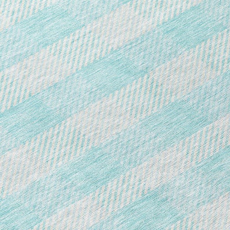 Machine Washable Indoor/ Outdoor Chantille Plaid Stripe Rug