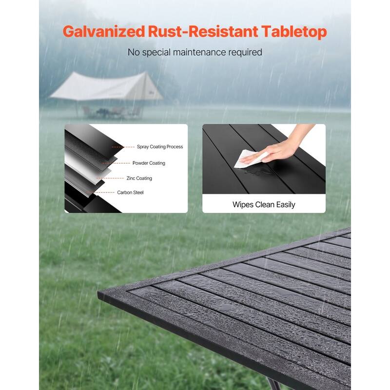 37" Black Square Patio Table with Umbrella Hole and Rust Resistant for Garden or Balcony - 37” x 37” x 29”