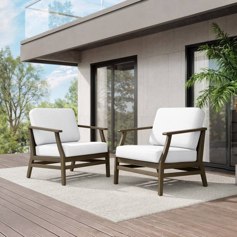 Teak Outdoor Patio Club Chairs Loveseat with Cushions
