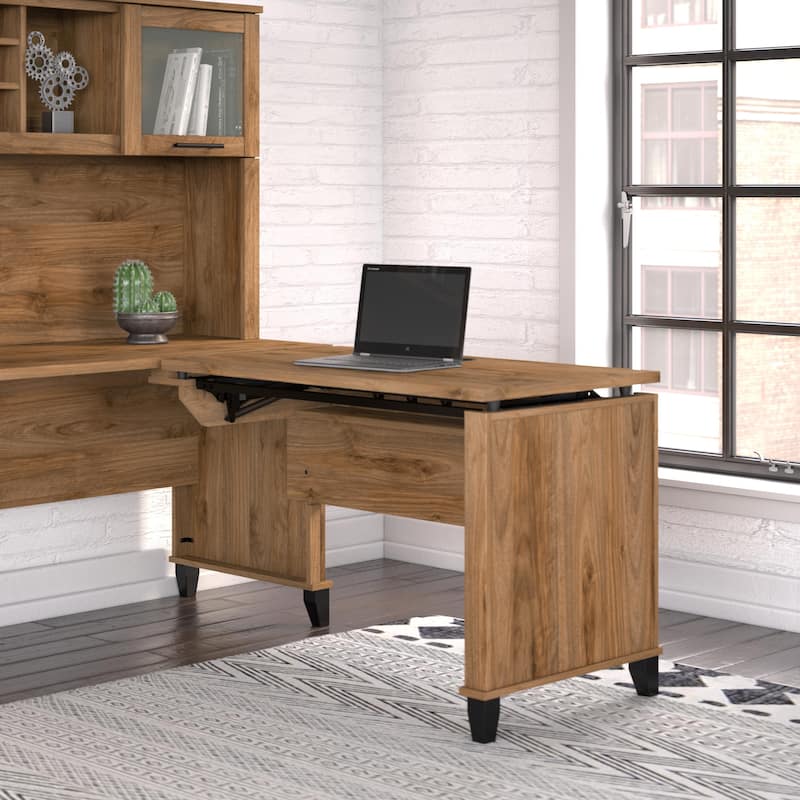 Bush Furniture Somerset 42W 3 Position Sit to Stand Return - Fresh Walnut
