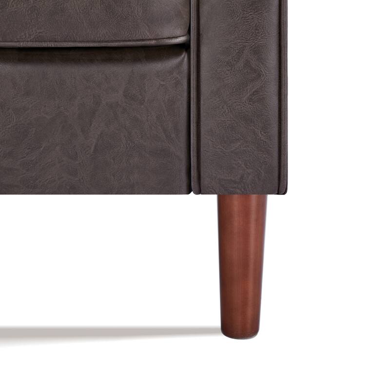 Artdeco Home - Sedona Modern Loveseat Sofa, Faux Linen / Vegan Leather Couch