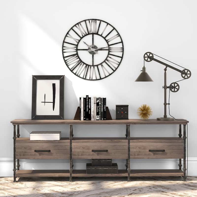 Carbon Loft Tirith Industrial Farmhouse Table Lamp with Pulley System