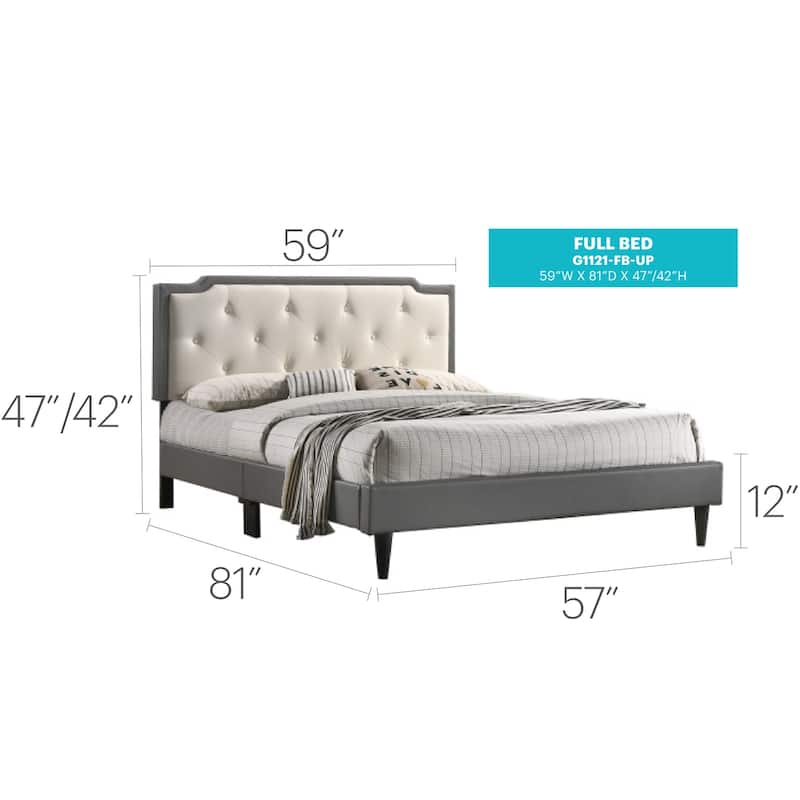 Light Grey Full Bed with Casual Transitional Style, Subtle Finish and Sturdy Frame for Comfortable Modern Bedrooms