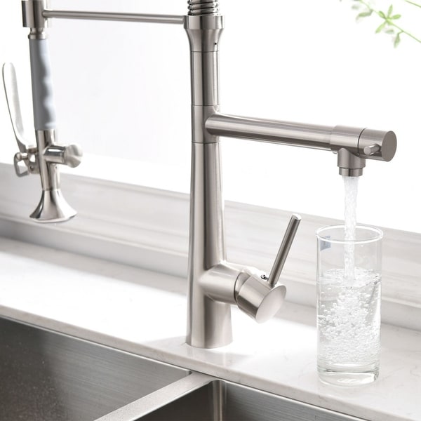 Commercial Pull Out Brushed Nickel Kitchen Faucet Sprayer Kitchen Sink Faucet 