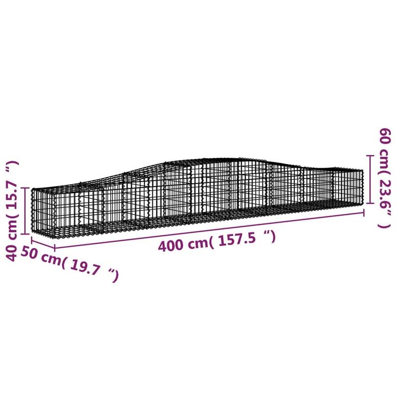 vidaXL Gabion Basket Arched Gabion Basket Planter for Flower Galvanized Iron - 78.7 x 78.7 x 23.6 inch