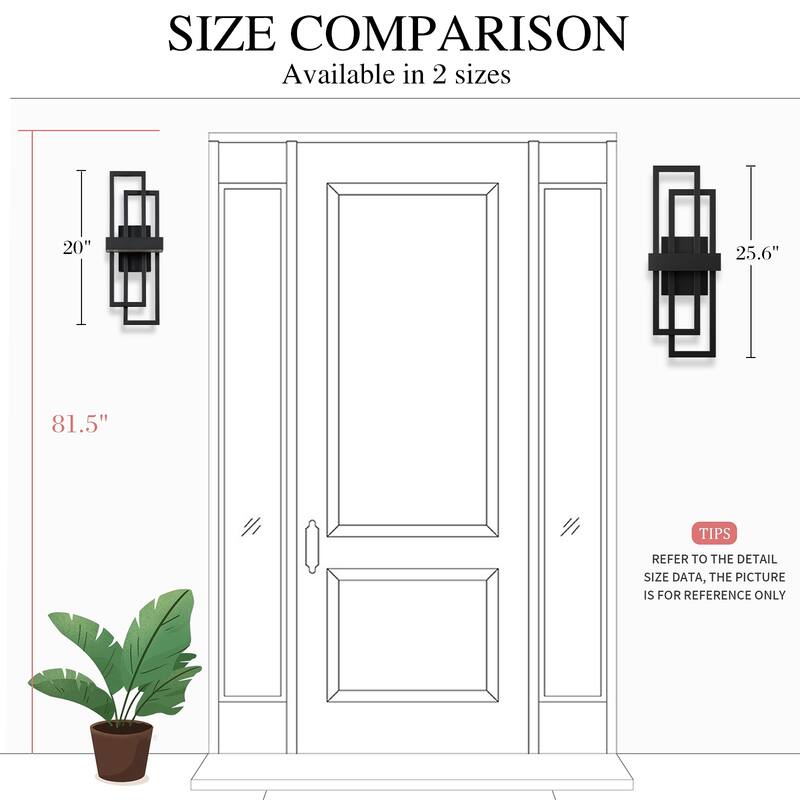 2-Pack Matte Black Iron Integrated LED Outdoor/Indoor Wall Sconce