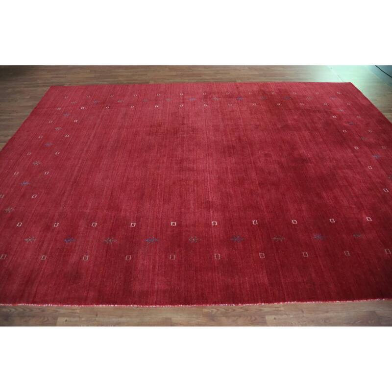 Hand Knotted Oriental 100% Wool Carpet Tribal Tribal Red Gabbeh Area Rug - 11' 4'' X 8' 1''