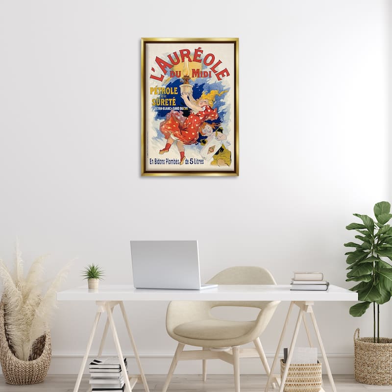 Stupell Antique Oil Lamp Advertisement Framed Floater Canvas Wall Art Design By Marcus Jules
