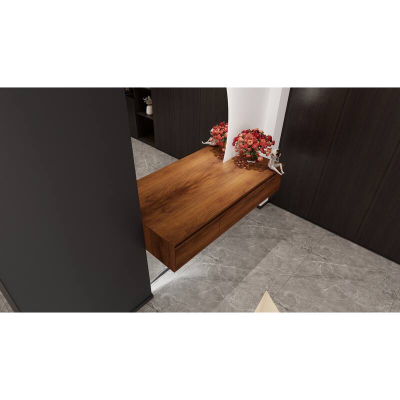 Modern 60 Inch Wall-Mounted Bathroom Vanity Base with 3 Soft-Close Drawers, Storage Cabinet without Sink