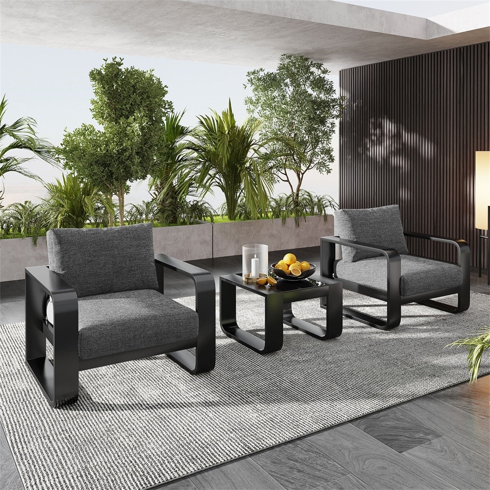 Outdoor Patio Conversation Sets 4-Piece Metal Patio Conversation