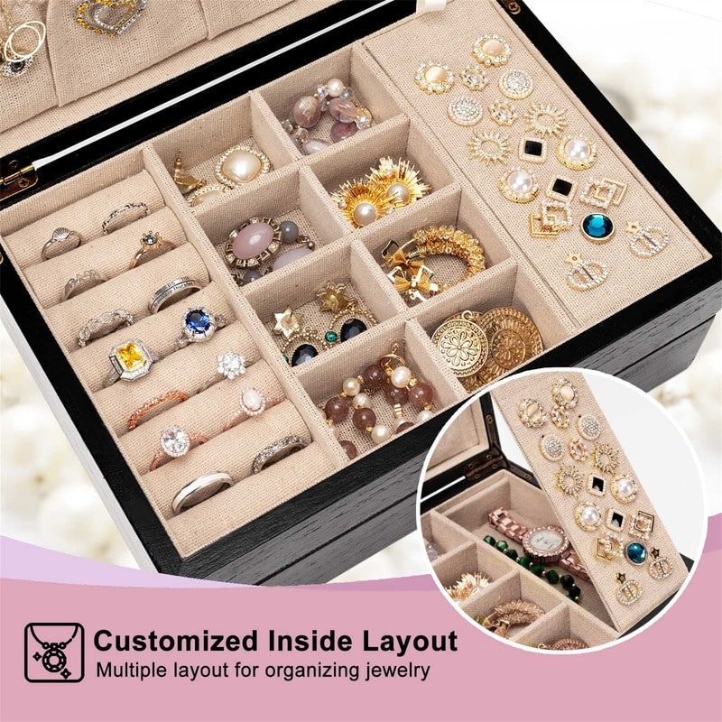 Jewelry Box for Women - 7"D x 10"W x 4.8"H