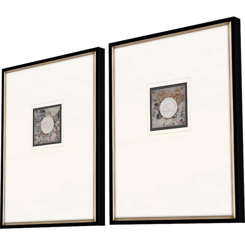 Angelic Intaglio S/2 Mixed Media Framed Art Under Glass - White