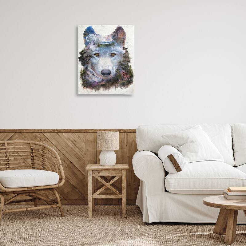 Stupell Wolf Form with Woodland Scene Canvas Wall Art Design By Barrett Biggers