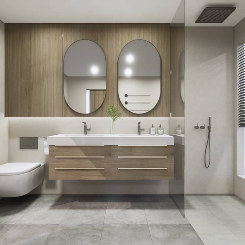 Noble 60" Floating Vanity with Reinforced Acrylic Double Sink