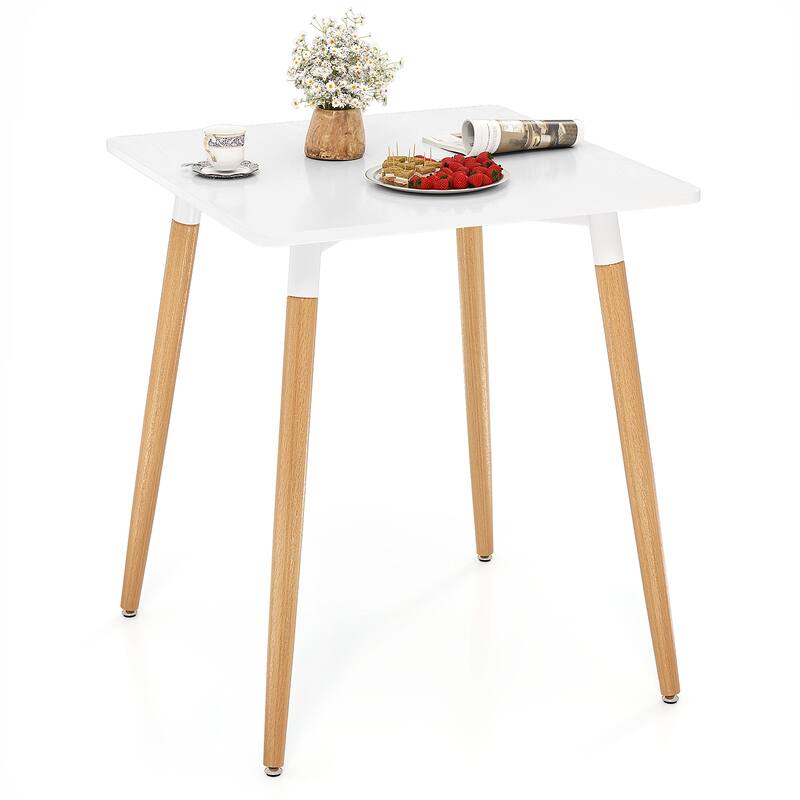 Gymax Square Dining Table Farmhouse Minimalist Dinner Table w/ Sturdy - White