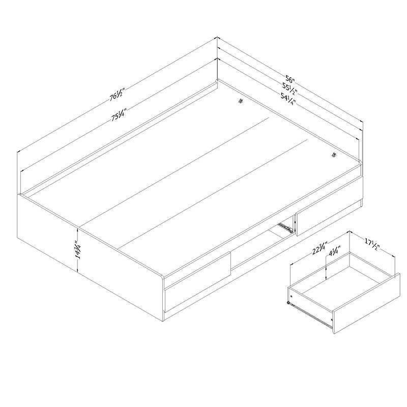 South Shore Arlen Mates Bed with 3 Drawers