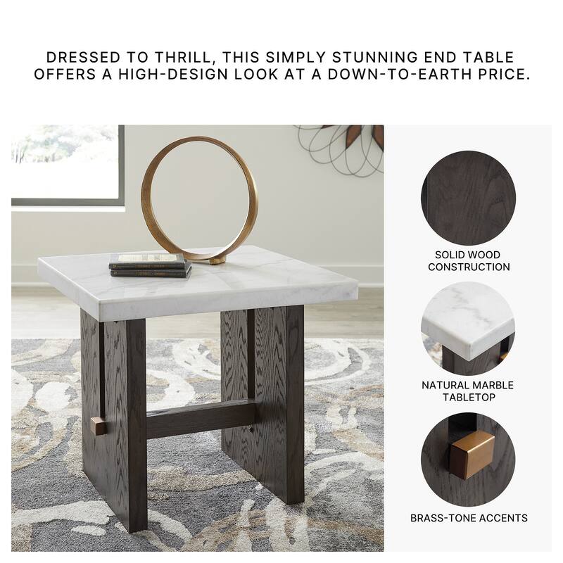 Signature Design by Ashley Burkhaus White / Dark Brown Rectangular End Table - 26"W x 24"D x 23"H