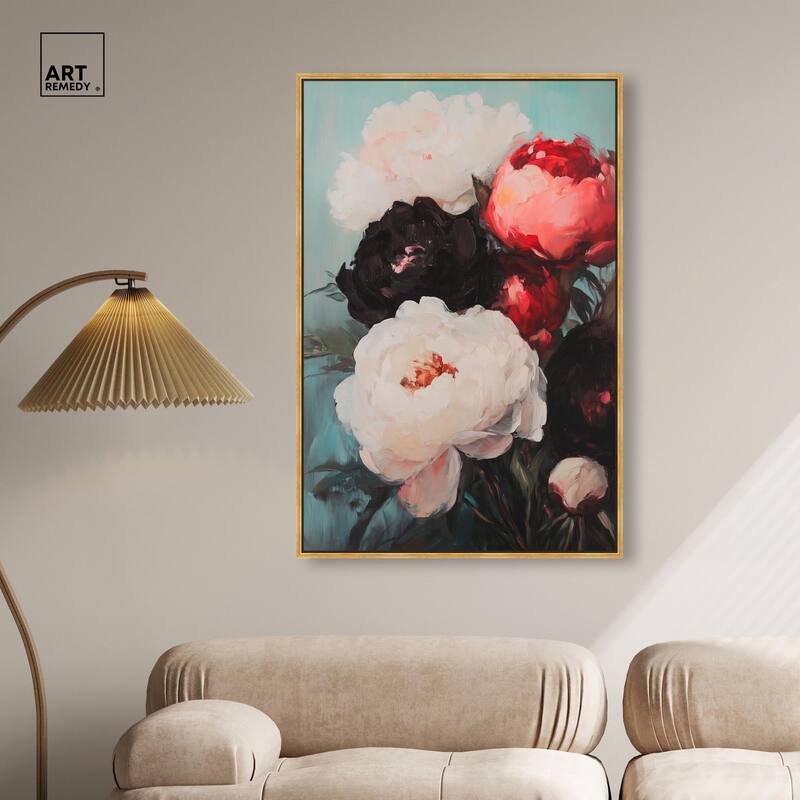 Three Shades of Peony II Canvas by Art Remedy
