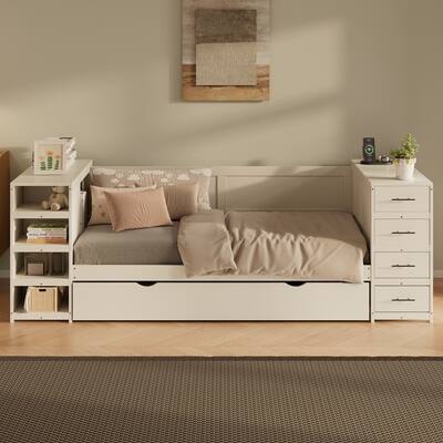 Versatile Wooden Daybed with Extraordinary Storage and Graceful Design for Bedroom